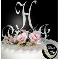 Partial Diamantee French Font Letter Wedding Cake Topper for Wedding Decoration